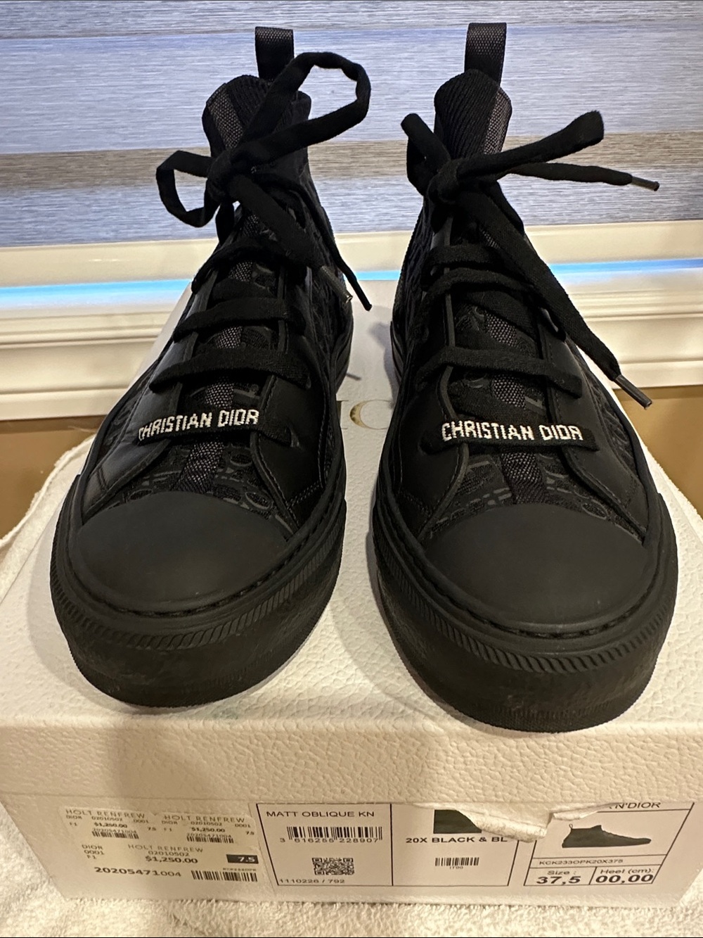 Dior women’s Black High-Top 'Christian Dior' Logo Sneakers